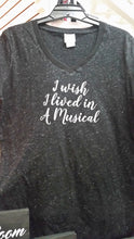 I Wish I Lived in A Musical - Ladies Black Glitter Shirt Crew Neck