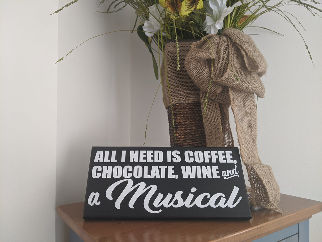 All I Need is Coffee, Chocolate, Wine & A Musical Sign